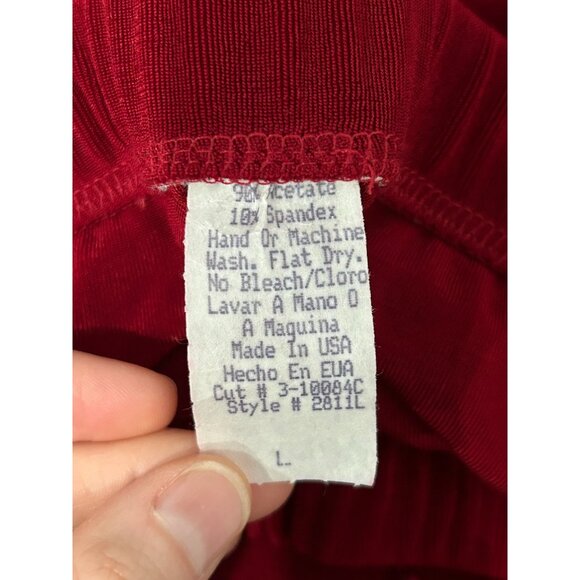 Vintage Red Stretch Fringe Dress Skirt Two Piece Set Sz Large - Picture 6 of 10